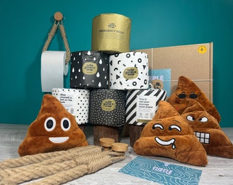 Bamboo Toilet Rolls Gift Set: Jute Hangers & Poo Emoji