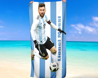 Lionel Messi Argentina Football Beach Towel Soccer Gift Bath