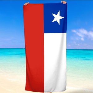 Chile National Country Flags Coat of Arms Beach Towel