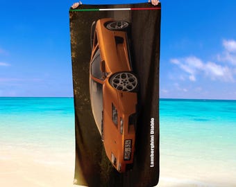 Lamborghini Diablo Iconic Car Beach Towel Microfiber & Cotton