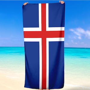 Drapeaux nationaux de l'Islande Carte des armoiries du pays Pinceau brossé Serviette de plage Cadeau