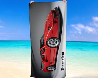 Ferrari F40 Iconic Car Beach Towel Microfiber & Cotton