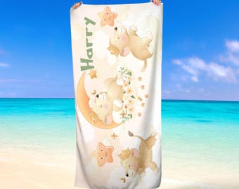 Personalized Kids  Lion Custom Name Beach Towe Microfiber & Cotton