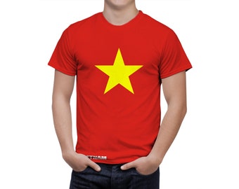 VIETNAM National Flag Coat of Arms Patriotic Men's Sport Full Print Short Sleeve Cool T Shirt Gift