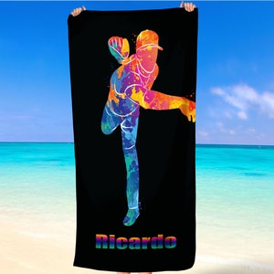 Personalized Kids Beach Towels baseball Kids Name