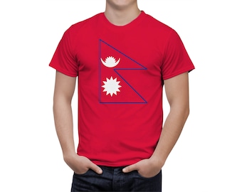 NEPAL National Flag Coat of Arms Patriotic Men's Sport Full Print Short Sleeve Cool T Shirt Gift