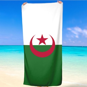Algérie Pays Drapeaux Nationaux Armoiries Carte Pinceau Brossé Serviette de plage Cadeau