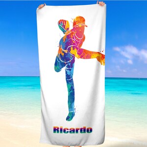 Personalized Kids Beach Towels baseball Custom Kids Name