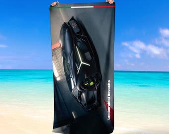 Lamborghini Revuelto Beach Towel Iconic Car Microfiber & Cotton
