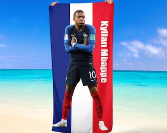 Kylian Mbappe French Football Player Beach Towel Soccer Gift Bath