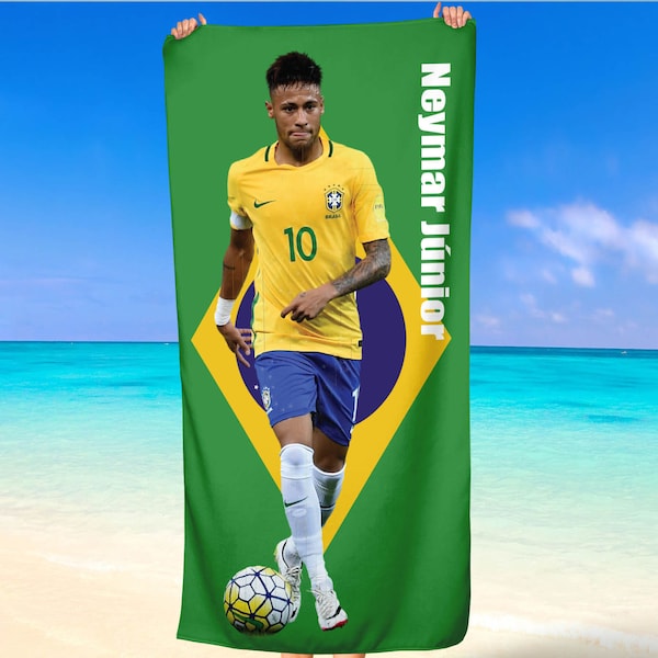 Neymar Da Silva Santos Júnior, Brésil, football, serviette de plage, cadeau de football, bain