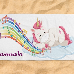Personalized Kids Beach Towels Unicorn Custom Kids Name Family Summer Gift