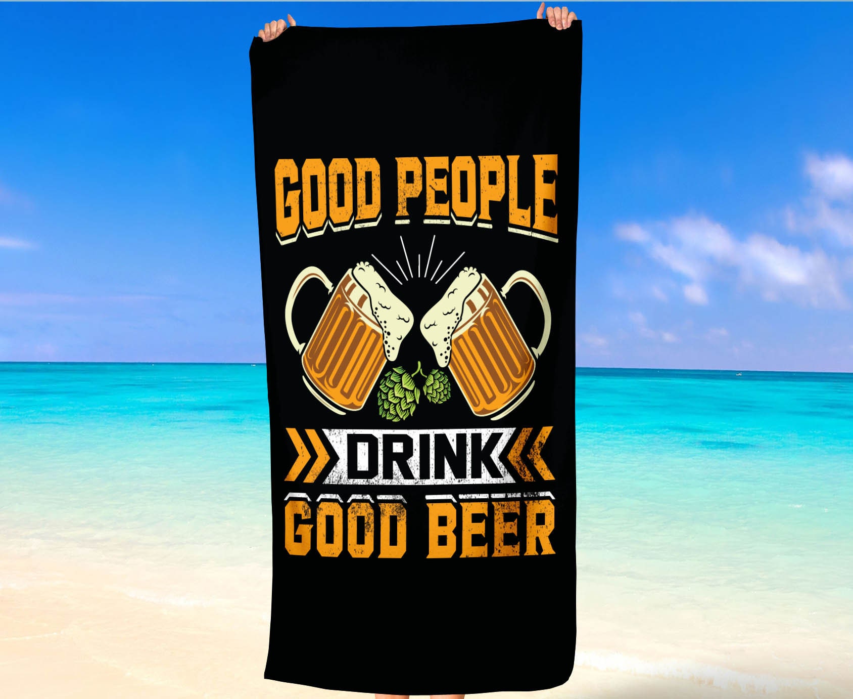 Vintage Beach Towel Beer Patry Pool Swimming Man Girls Boys Family Drink Gift