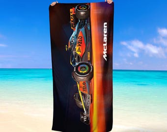 McLaren MCL60 F1 Beach Towel Formula 1 Fan Gift Racing F1 Car