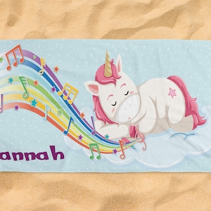 Personalized Kids Beach Towels Unicorn Custom Kids Name Family Summer Gift