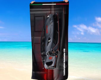 Lamborghini Aventador SVJ Iconic Car Beach Towel Microfiber & Cotton