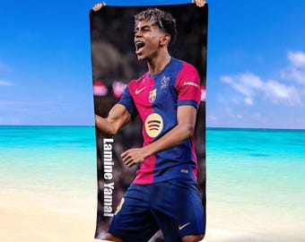 Lamine Yamal FC Barcelona Strandtuch Mikrofaser & Baumwolle Fußball Fan Geschenk