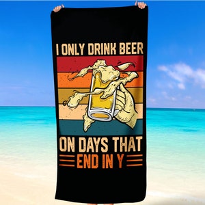 Vintage Beach Towel Beer Patry Pool Swimming Man Girls Boys Family Drink Gift