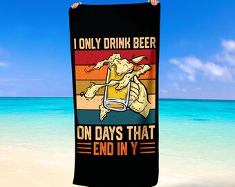 Vintage Beach Towel Beer Patry Pool Swimming Man Girls Boys Family Drink Gift