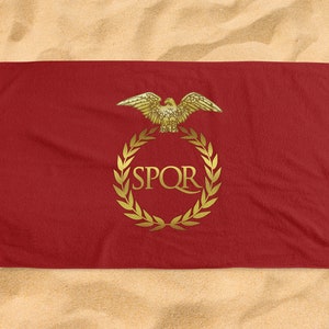 SPQR Empire Ancient Rome Royal Pennant Flag Design Beach Towel Bath Gift