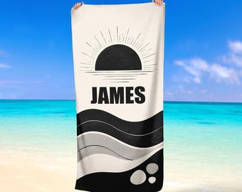 Personalized Beach Towels Boy Custom Name Summer Gift