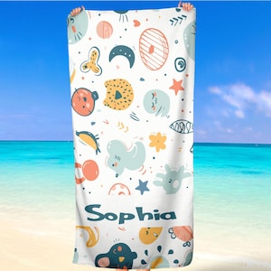 Personalized Baby Kids Beach Towels Girls Boys Custom Name gift