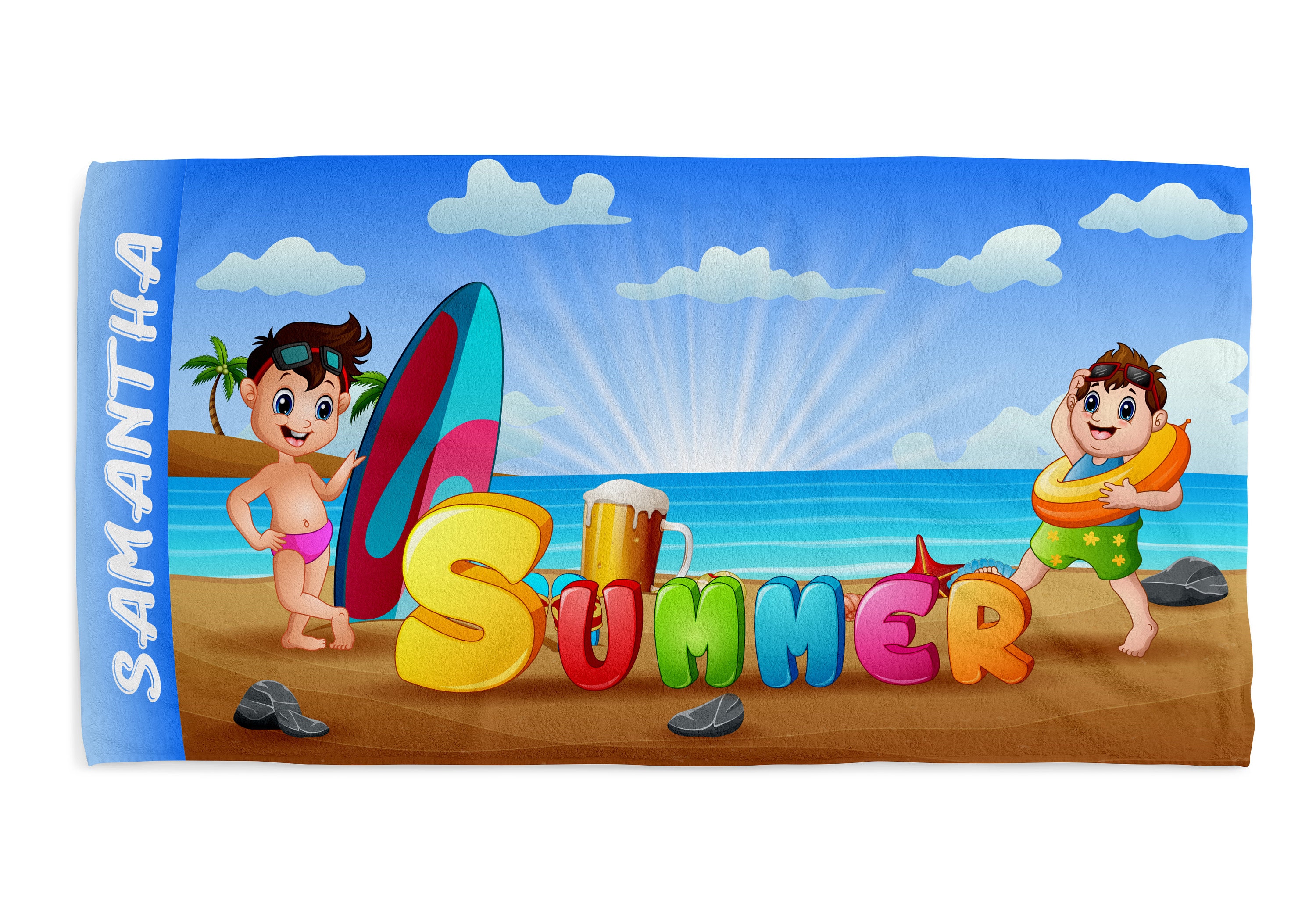 Personalized Kids Beach Towels Girls Boys Custom Kids Name Etsy