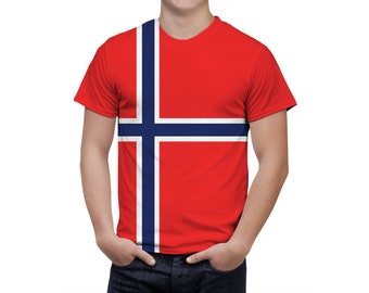 NORWAY National Flag Coat of Arms Patriotic Men's Sport Full Print Short Sleeve Cool T Shirt Gift