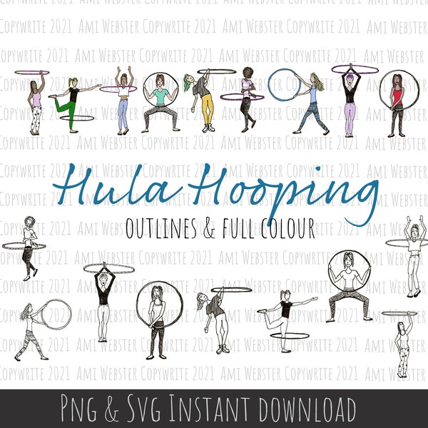Hula hoop SVG Bundle, Hula hooping PNG transparent file - Hoop Dance Instant Download - Hula Hoop Clip Art