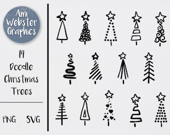 Sapin de Noël svg, clipart arbre de Noël Doodle - png dessiné à la main, hiver SVG - Cricut Cutfile - clip art Noël mignon - pin SVG