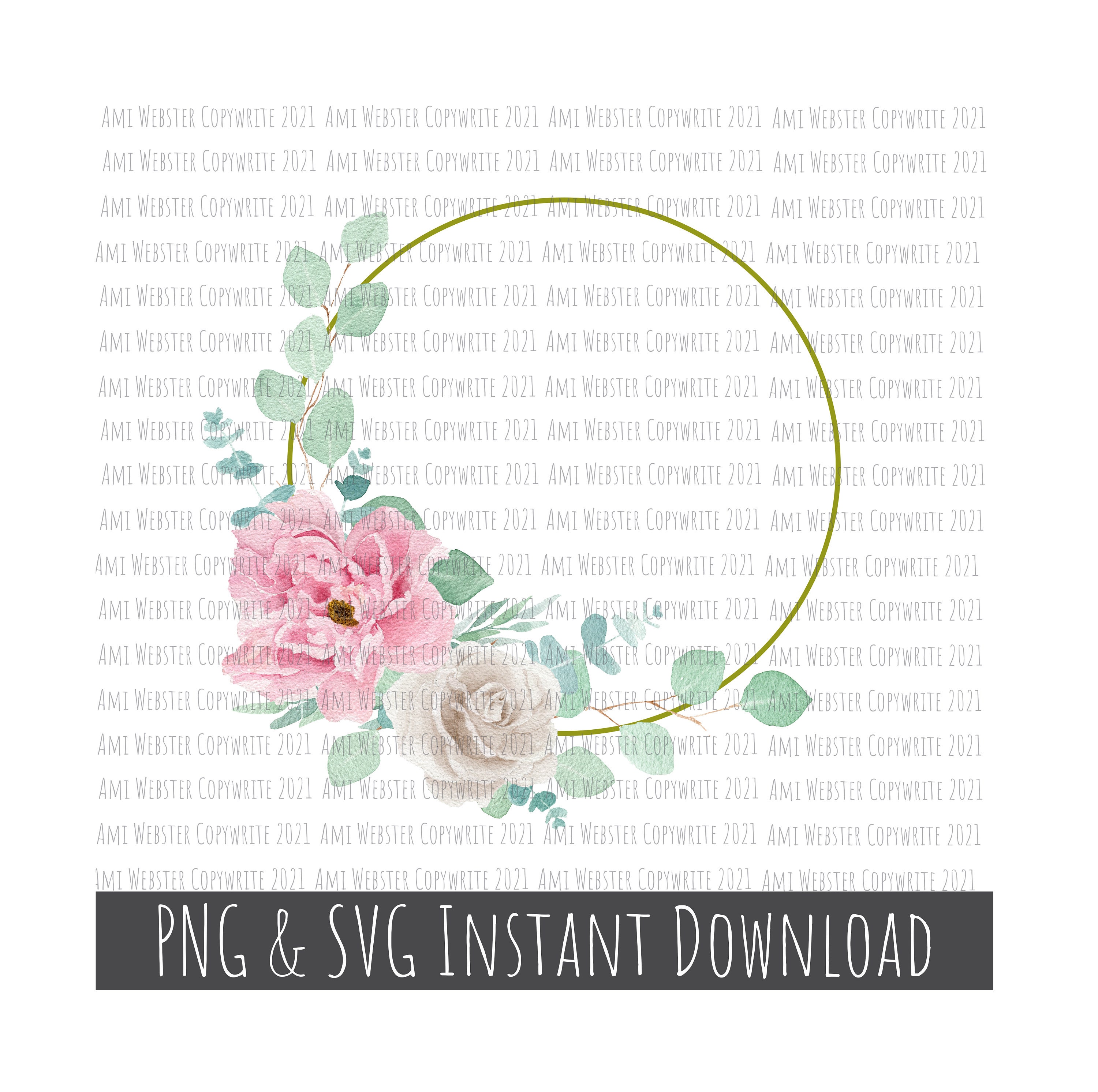Download Watercolour Floral Hoop SVG and PNG transparent file Instant | Etsy