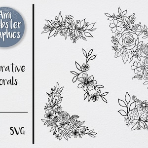 K&ouml;nnte beinhalten: F&uuml;nf Schwarzwei&szlig;-Blumenillustrationen. Jede Illustration zeigt eine andere Anordnung von Blumen und Bl&auml;ttern. Die Illustrationen sind perfekt, um jedem Projekt einen Hauch von Eleganz zu verleihen.