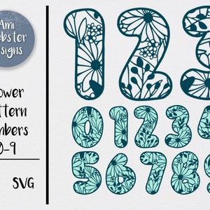 Geburtstagszahl SVG Bundle 0-9 Zahlen Schnittdatei Alter SVG Blumenzahlen SVG