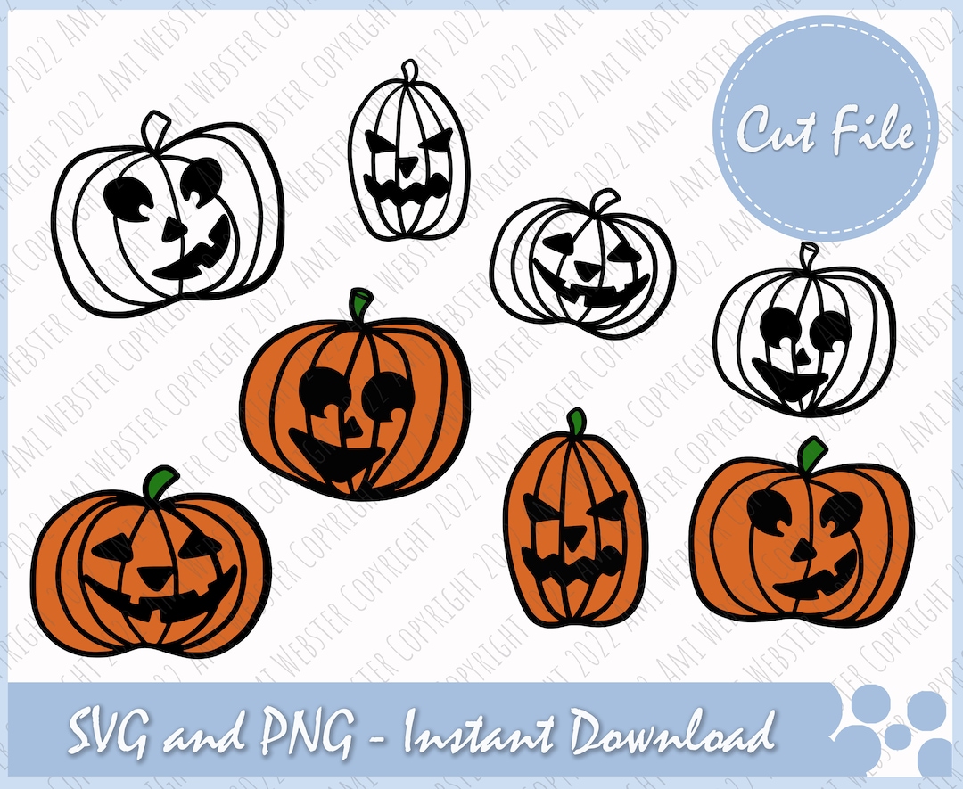 Jack O Lantern SVG - Pumpkin SVG Bundle - Hand Drawn - Cute Halloween ...