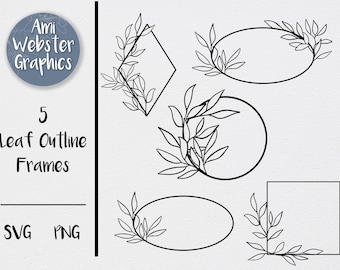blad frame SVG, bladeren frame PNG, bruiloft frame SVG, blad grens illustraties, monogram frame, botanische bladeren