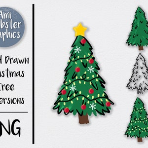 Christmas tree png, Hand Drawn Christmas png, Christmas png - line art png- Cute christmas clip art - Christmas Sublimation
