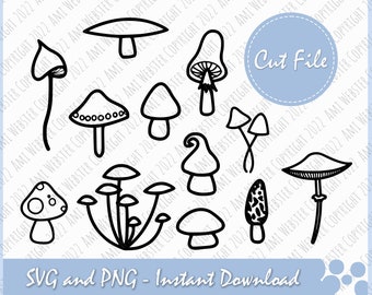 Champignon SVG et fichier transparent PNG - téléchargement immédiat - champignons svg, champignons svg, svg fleurs sauvages, svg floral