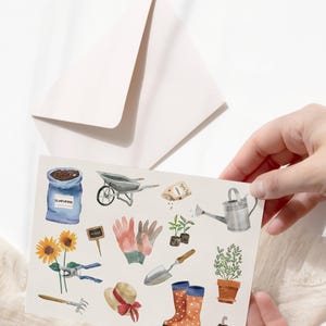 2,00 EUR - Postkarte "Garten" A6, Grußkarte Aquarell-Optik / Gärtnern / Frühling / Blumen / Pflanzen / Natur / Hobby / Karte Ohne Umschlag