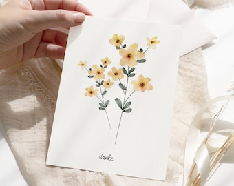 2.00 EUR - Postcard "Buttercup" A6, greeting card in watercolor look / thank you / flower / nature / wild flower / thank you / card - without envelope