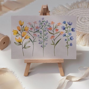 2,00 EUR - Postkarte "Blümchen" A6, Grußkarte in Aquarell-Optik / Blumen / Blumenwiese / Wildblumen / Garten / Illustration ohne Umschlag