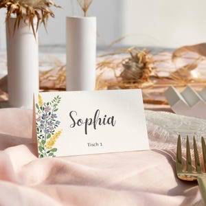 4,00 EUR Platzkarten Vorlage "Mittsommer" | Hochzeit Feier Geburtstag | Canva Download | DIY | Tischkarte | Name | Wildblumen | Aquarell
