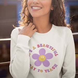 Teacher Retro Sweatshirt | Teacher Shirt | Teacher Smile Face Shirt | Funny Teacher Shirt | Teacher Gifts | Gifts for Teacher Appreciation