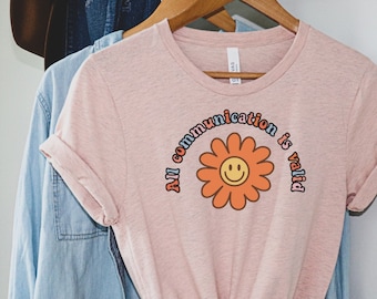AAC SLP Shirt | All Communication is Valid T Shirt | Retro AAC Speech Therapist Tee | Speech Pathologist Gift | Special Ed Tee