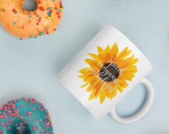 Taza SLP / Taza SLP de girasol / Taza patóloga del lenguaje del habla / Regalo de terapia del habla