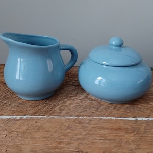 MCM Blue Creamer and Sugar Bowl
