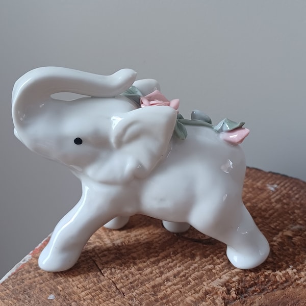 Vintage White Elephant Figurine
