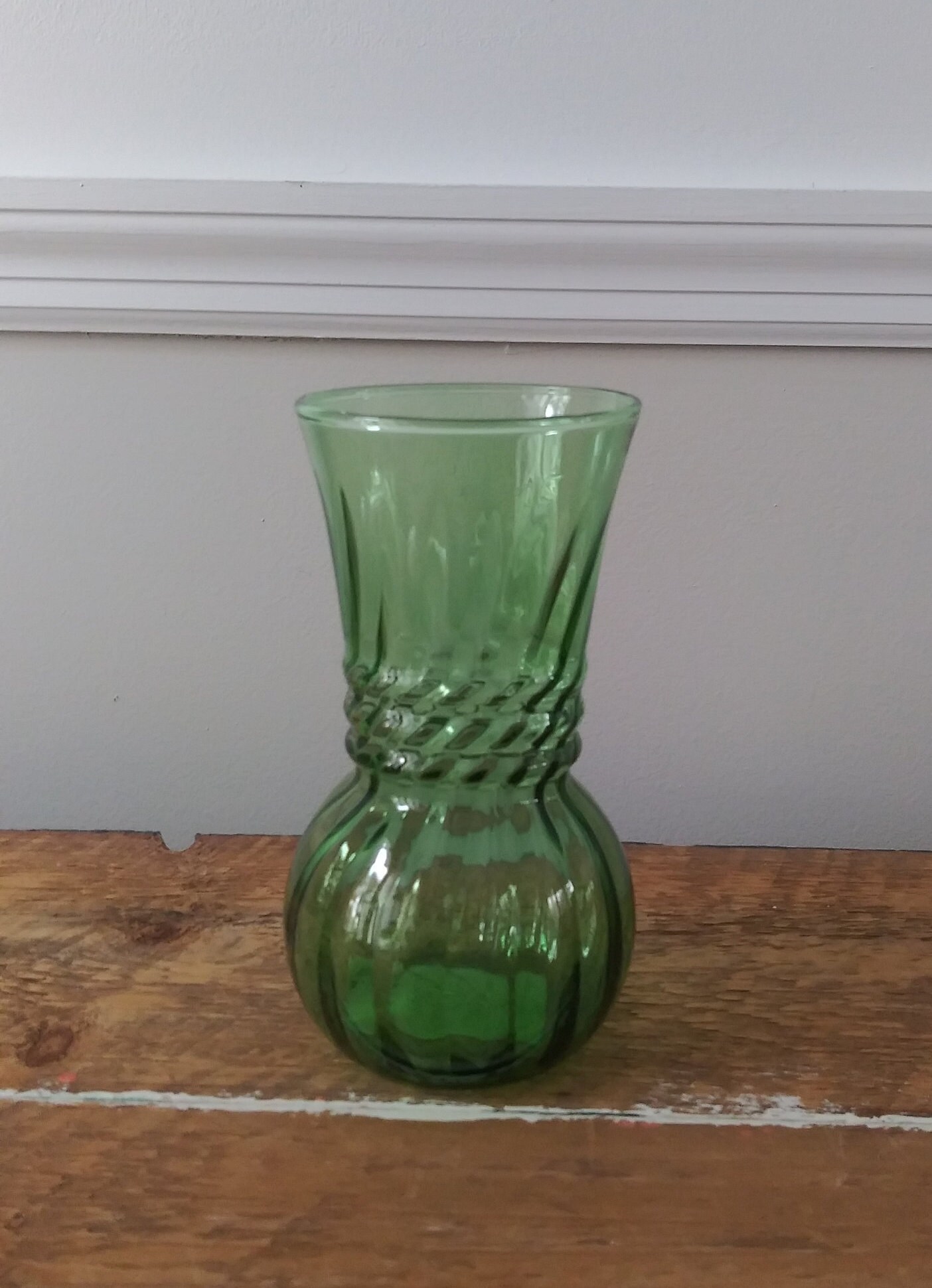 Vintage Green Glass Vase Etsy