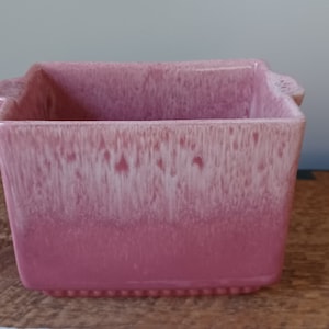 Haeger 3711 Pink Drip Glaze Two Handled Deep Planter