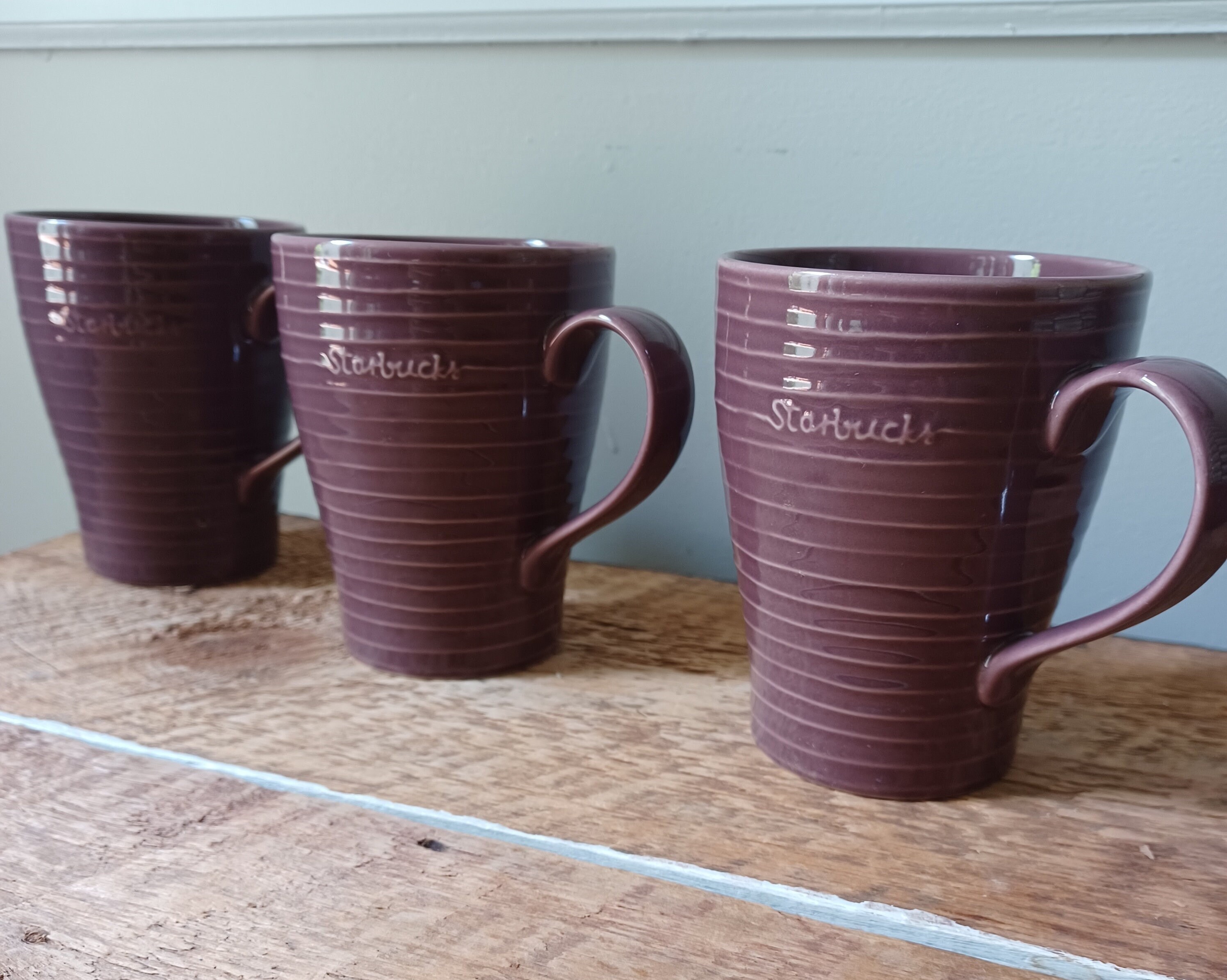 Three Vintage Starbucks 2009 Purple, Plum Ribbed Coffee Mugs, Cups - Etsy