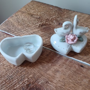 Little Porcelain Swans Ducks Ring Dish